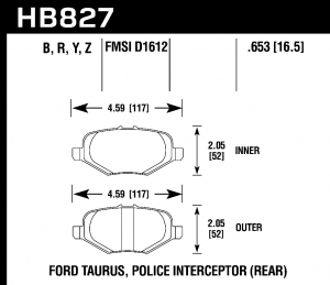 Колодки тормозные HB827B.653 HAWK HPS 5.0 Ford Explorer AWD (Mexico) задние