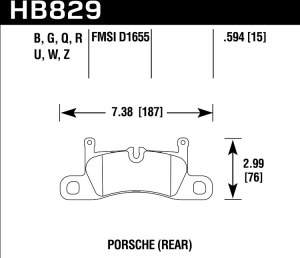 Колодки тормозные HB829N.594 Porsche 911; Cayenne; Boxter задние ― MaxiSport Tuning