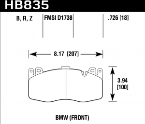 Колодки тормозные HB835B.726 перед BMW X5M F85; X6M F86 ― MaxiSport Tuning