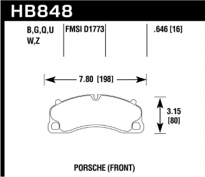 Колодки тормозные HB848W.646 HAWK DTC-30 перед PORSCHE  911 (991) GT3, GT3 RS; Cayman 718 GT4, GTS;  ― MaxiSport Tuning