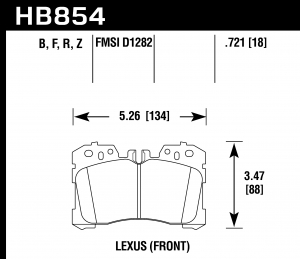 Колодки тормозные HB854F.721 HAWK HPS Lexus LS460  передние