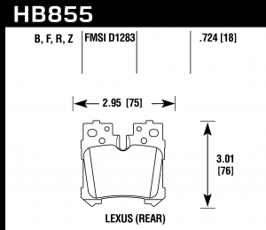 Колодки тормозные HB855Z.724 HAWK PC Lexus LS460 Sport задние