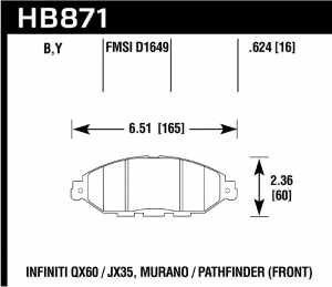 Колодки тормозные HB871Y.624 перед NISSAN PATHFINDER IV (R52); INFINITY QX60; ― MaxiSport Tuning