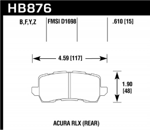 Колодки тормозные HB876F.610 HAWK HPS Acura RLX Sport Hybrid задние