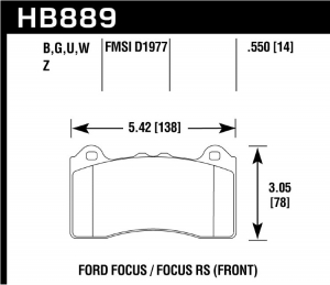 Колодки тормозные HB889B.550 перед Ford Focus III RS 2016-2019 ― MaxiSport Tuning