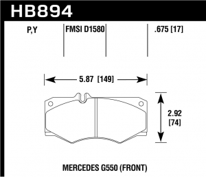 Колодки тормозные HB894P.675 HAWK Super Duty Mercedes-Benz G550  передние