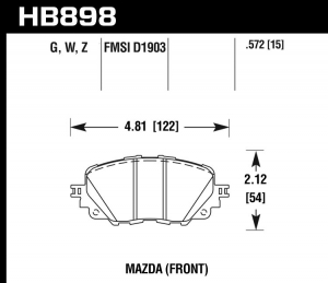 Колодки тормозные HB898B.572 Street 5.0; Mazda MX-5 ND, Fiat 124 Spider передние (суппорт Nissin)  ― MaxiSport Tuning