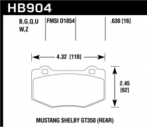 Колодки тормозные HB904W.630 DTC-30 задние Mustang Shelby GT350; Camaro; Corvette 2015-> ― MaxiSport Tuning