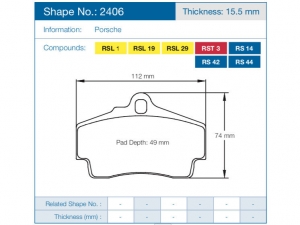 Колодки тормозные 2406-RSL2 PAGID RSL2 задние PORSCHE 718 Cayman, Boxter; 997 3,6 05-09; 996 97-05 ― MaxiSport Tuning