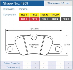 Колодки тормозные 4909-RSC3 PAGID RSC3 ― MaxiSport Tuning